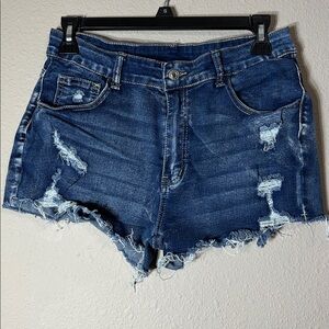 SHEIN Blue Distressed Jean Shorts